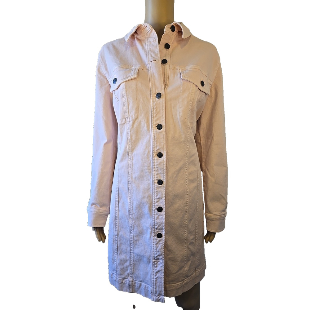 LOFT Women's Light Pink Seamed Denim Mini Dress Size 14 NWT - Picture 3 of 10